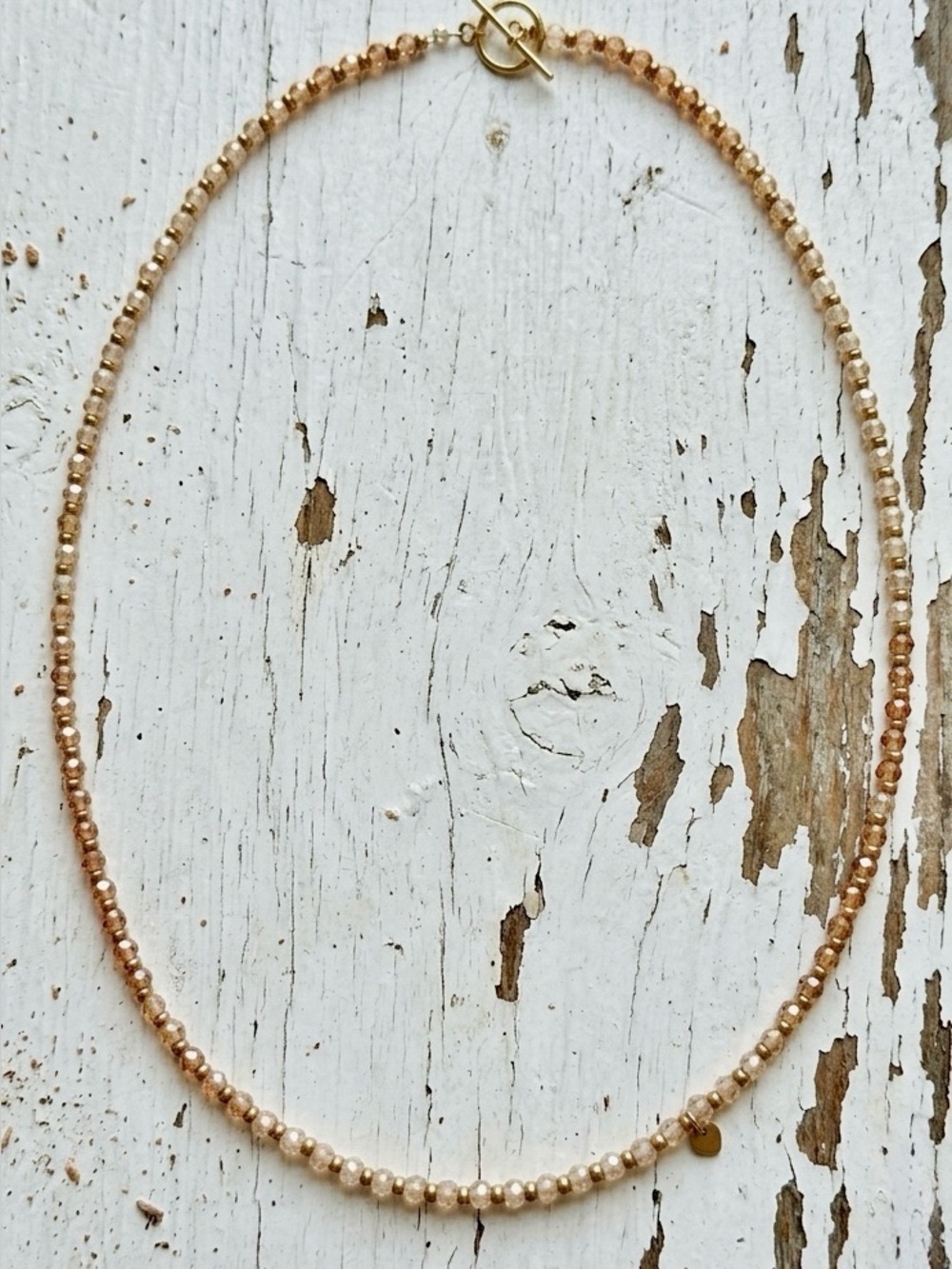 Dainty Brown Cubic Zirconia Ombré & Matte Gold Tone Necklace
